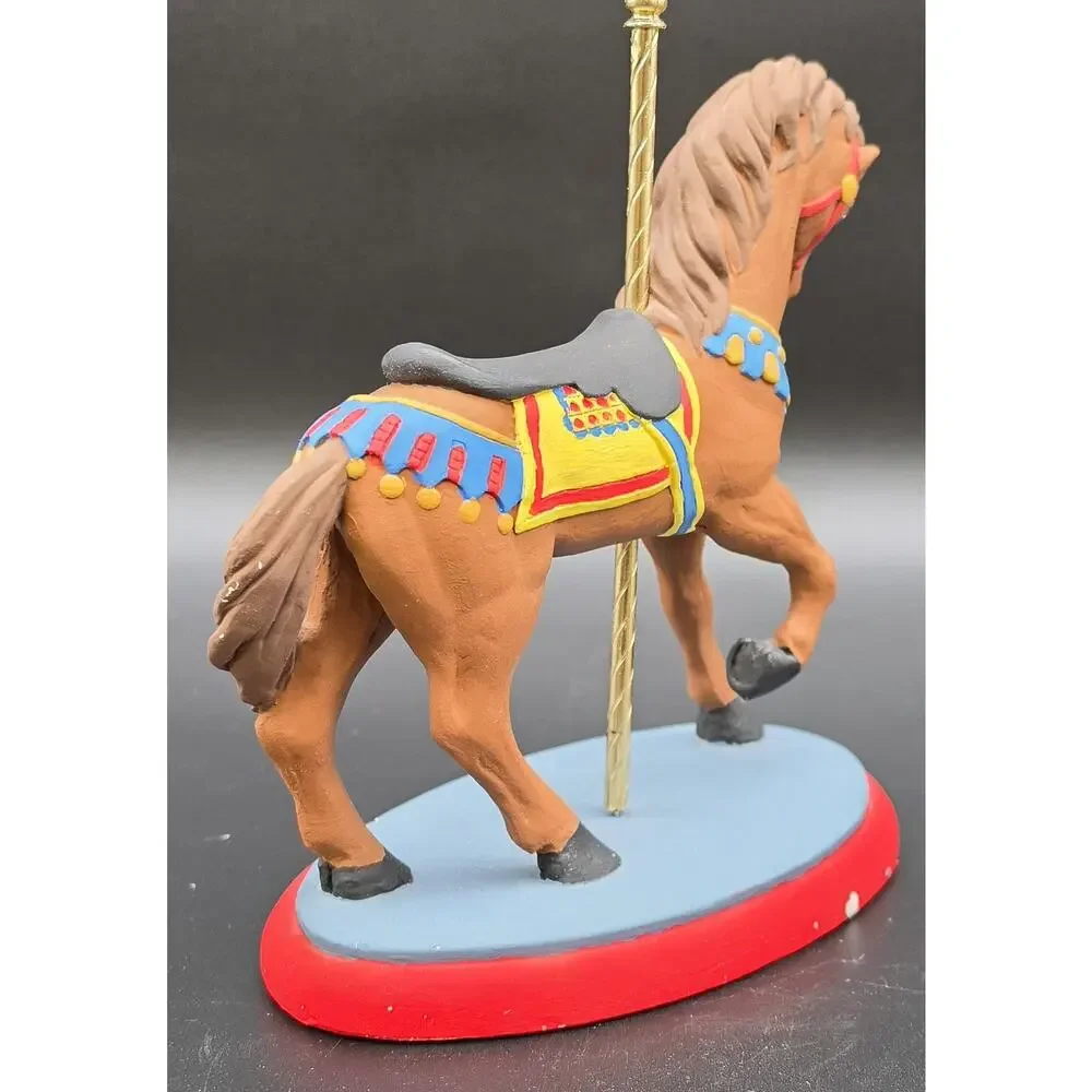 Vintage Handpainted Carousel Horse Figurines Set – Ceramic & Porcelain Pair